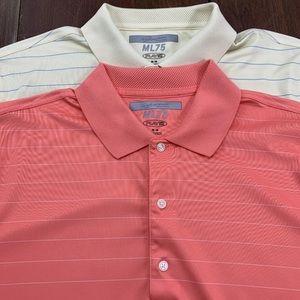 Lot Of 2 Greg Norman Mens Medium ML75 Play Dry Golf Short Sleeve Polo Shirt